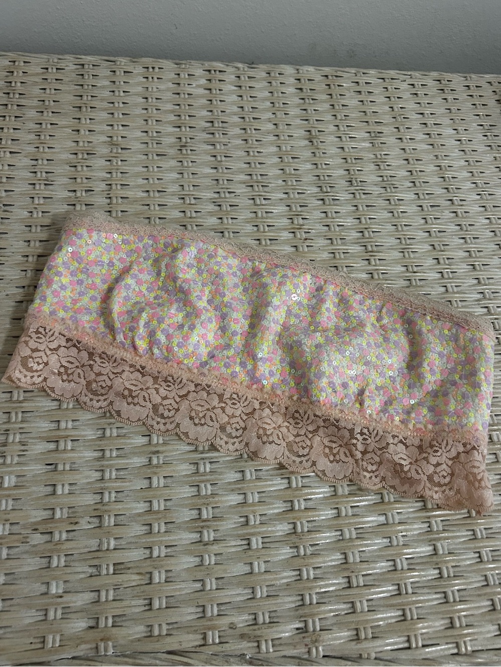 PINK by Victoria's Secret neon sequin lace trim bandeau bralette